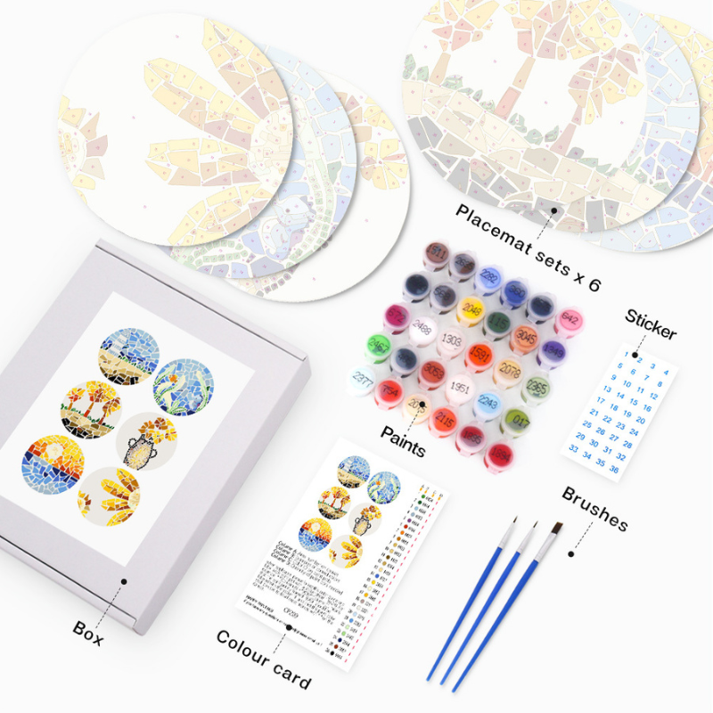 Nature & Sea Mosaic 6-Piece Paint by Numbers Placemat