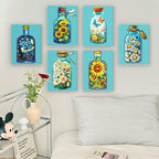 Art in Bottles - 6 Mini Paintings