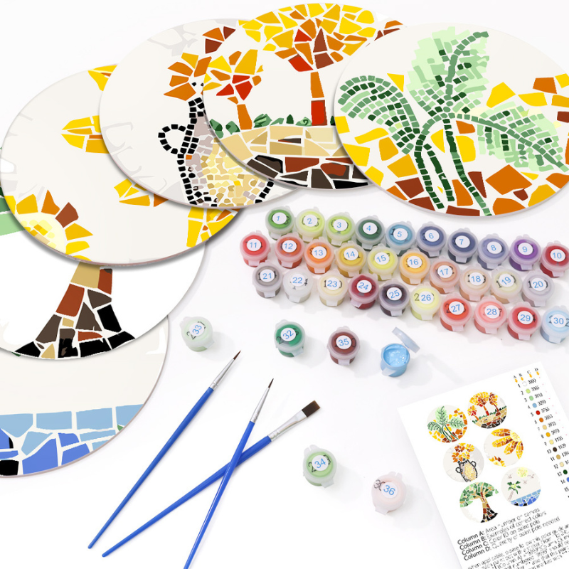 Palm & Nature Mosaic 6-Piece Paint by Numbers Placemat