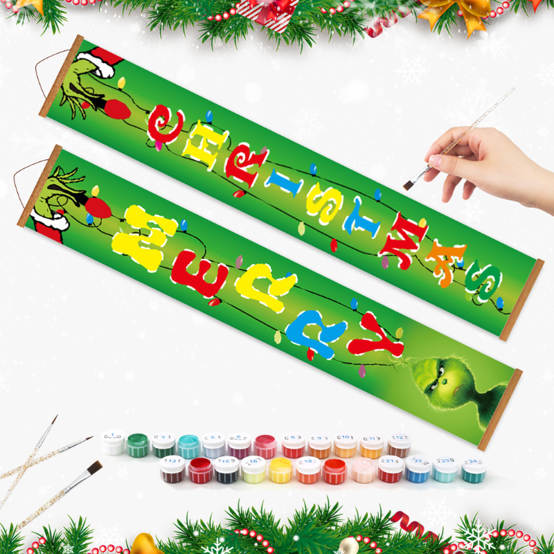Playful Christmas Hanging Scroll Paint by Numbers Kit