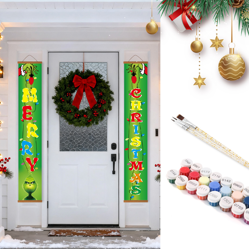 Playful Christmas Hanging Scroll Paint by Numbers Kit