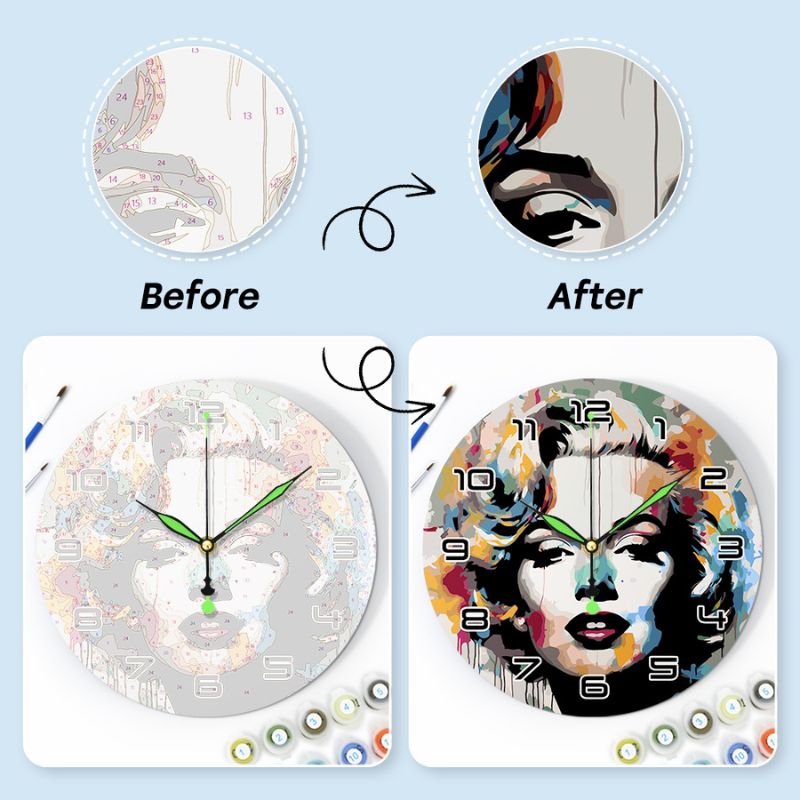 Pop Art Portrait Paint by Numbers Clock Kit