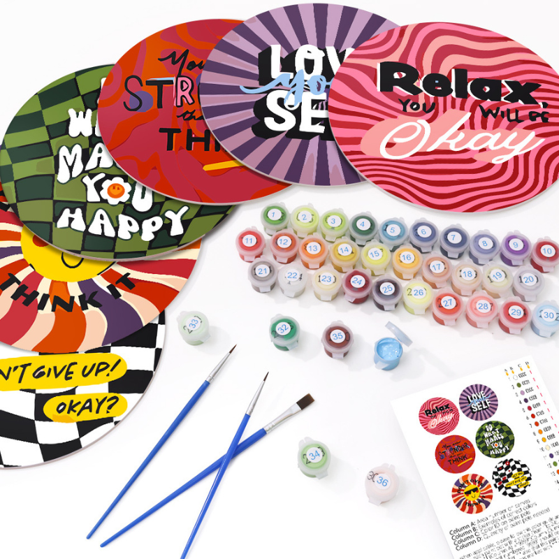 Positive Vibes 6-Pieces Paint by Numbers Placemat