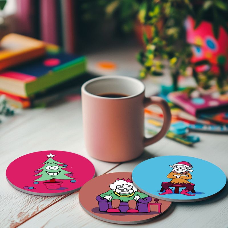 Quirky Christmas Characters Paint by Numbers Coasters