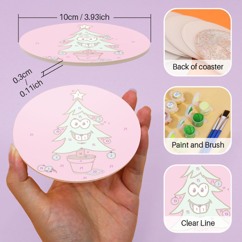 Quirky Christmas Characters Paint by Numbers Coasters