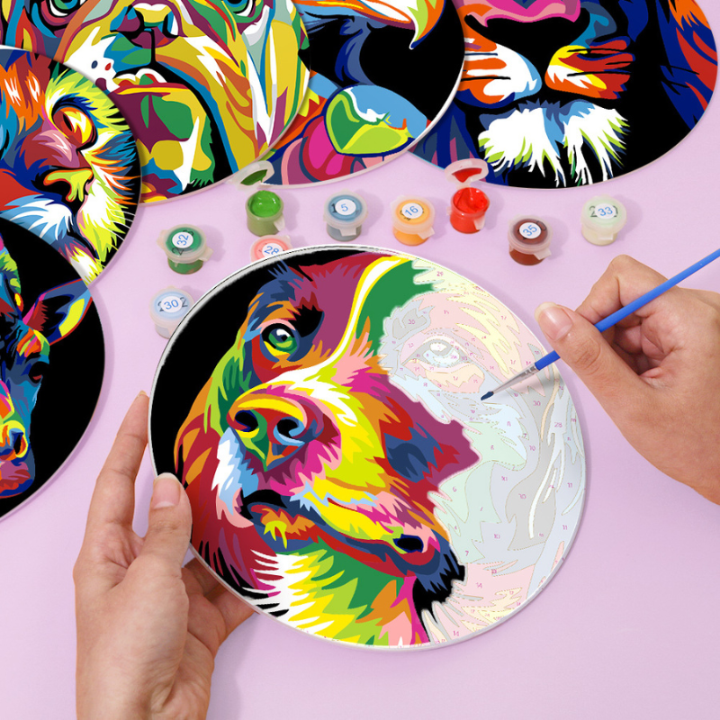 Rainbow Animal Faces 6-Pieces Paint by Numbers Placemat