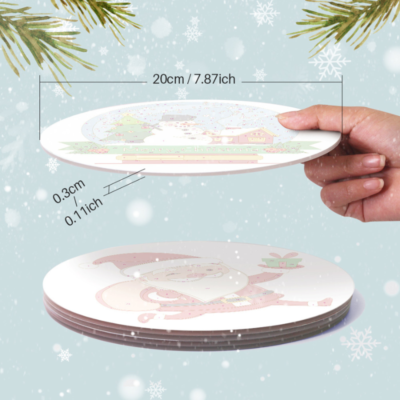 Santa & Snow Globe 4-Pieces Paint by Numbers Placemat