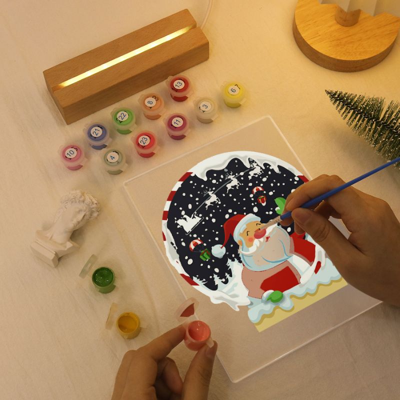 Santa’s Christmas Snow Globe LED Paint by Numbers