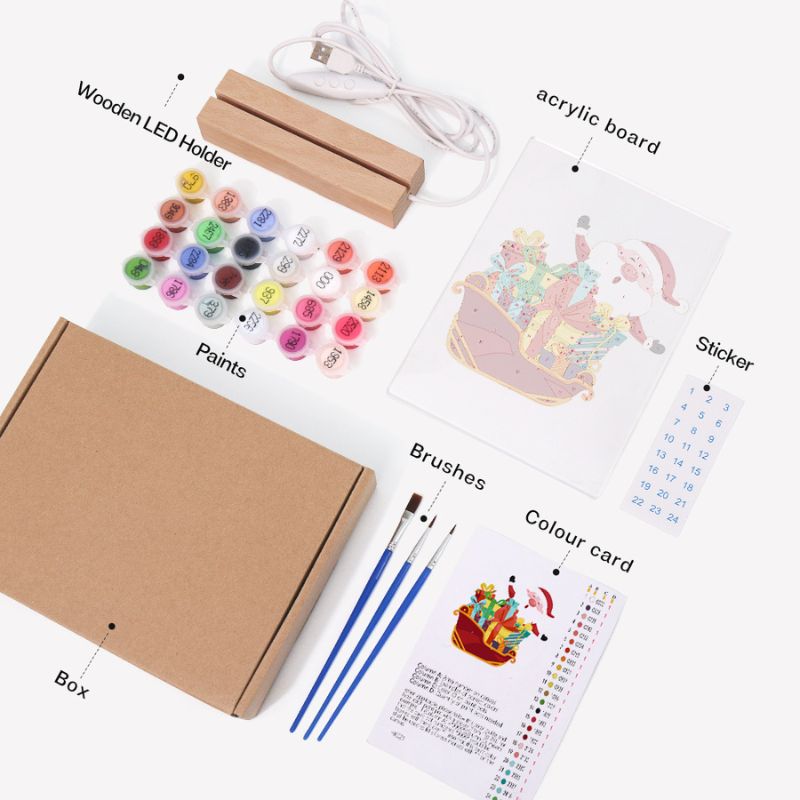 Santa’s Gift Sleigh LED Paint by Numbers