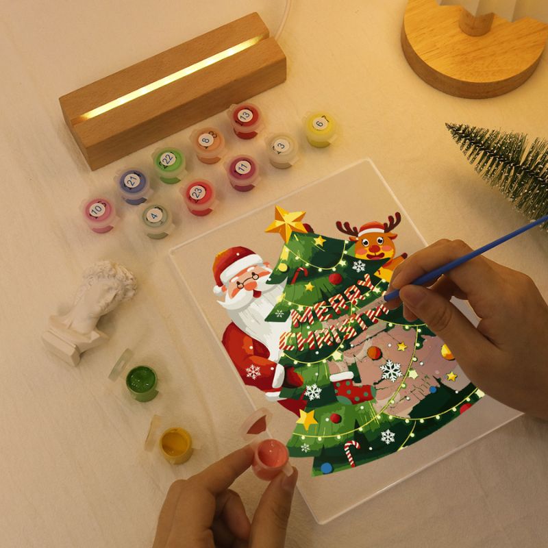 Santa and Reindeer Festive Tree LED Paint by Numbers