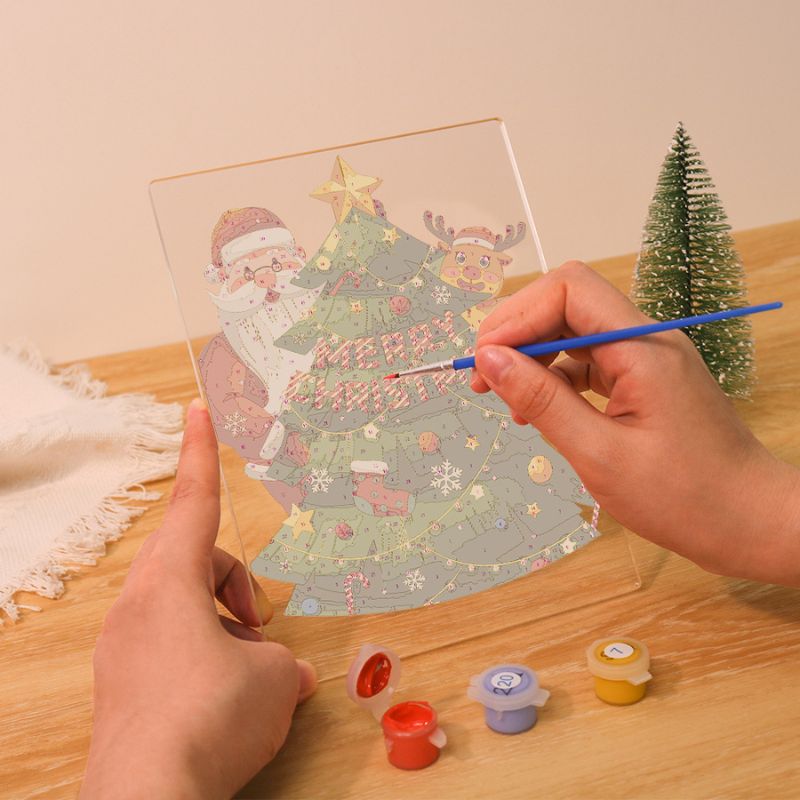 Santa and Reindeer Festive Tree LED Paint by Numbers