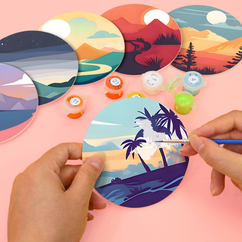 Scenic Mountain Landscapes Paint by Numbers Coasters