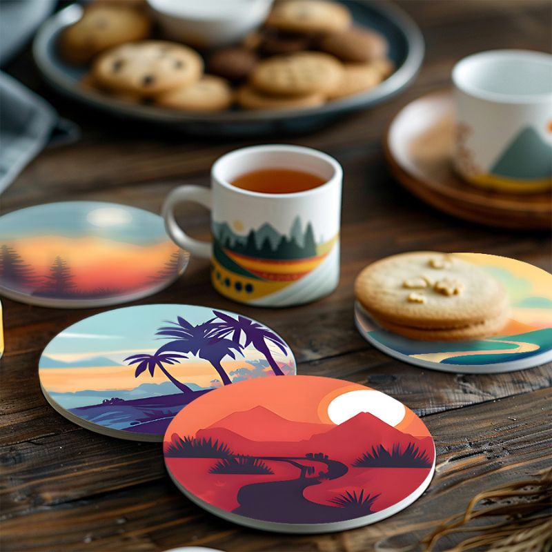 Scenic Mountain Landscapes Paint by Numbers Coasters