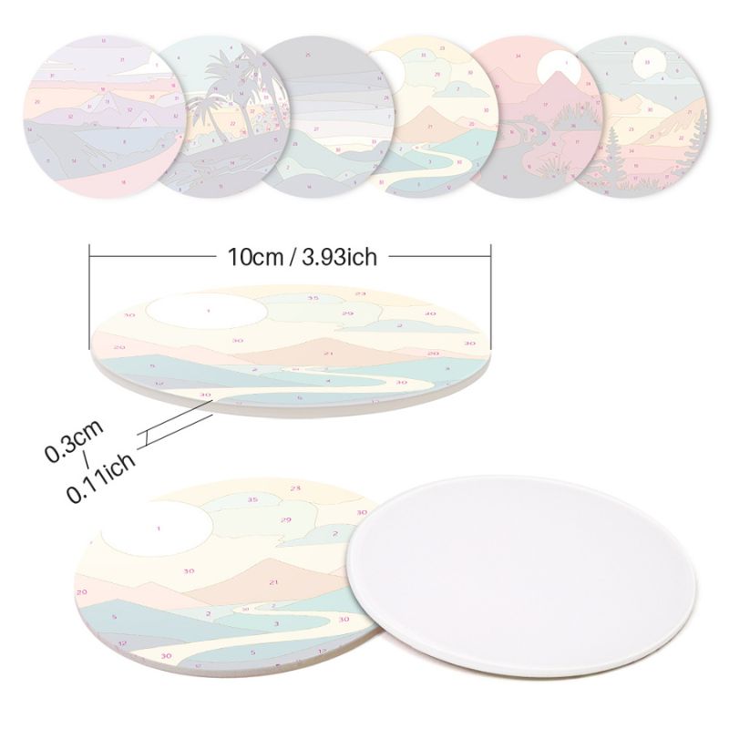 Scenic Mountain Landscapes Paint by Numbers Coasters