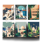 Timeless Cities - 6 Mini Paintings
